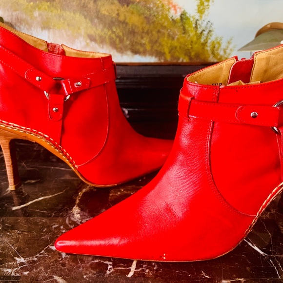 π Lucchese Charlie 1 Horse handcrafted Vintage Heels Western Boots 7 Red RAREπ - Picture 6 of 15